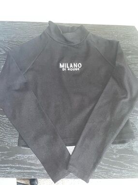 Milano Di Rouge Black Long Sleeve Mock Neck Top